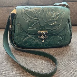 Patricia Nash Micaela Baguette Rose Tooled-Blue Coral